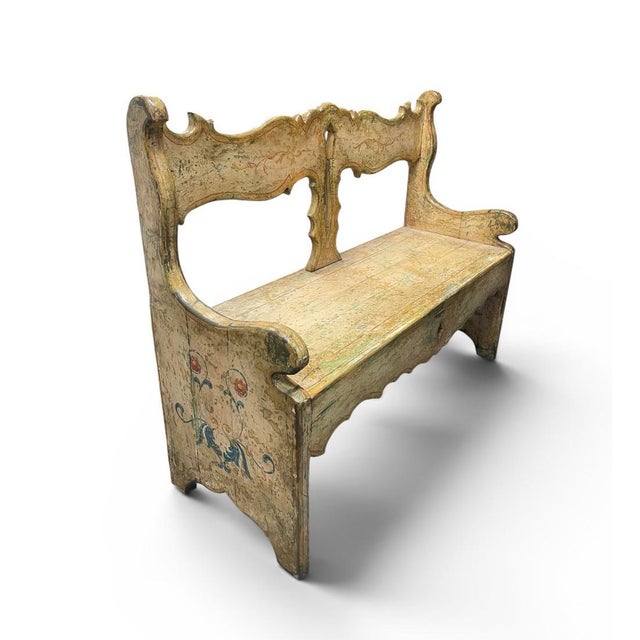 Wood 19th Century Continental Painted Pine Bench / Settee For Sale - Image 7 of 10