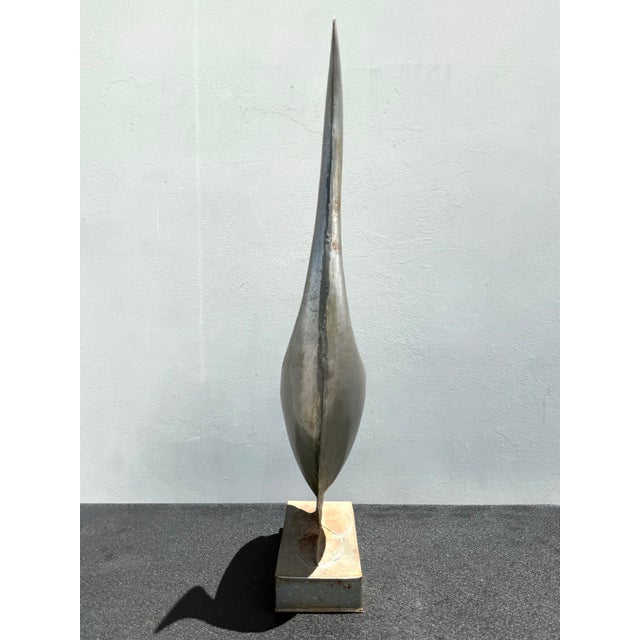Mid 20th Century Vintage Abstract Handmade Aluminum Sculpture of Duck For Sale - Image 5 of 7