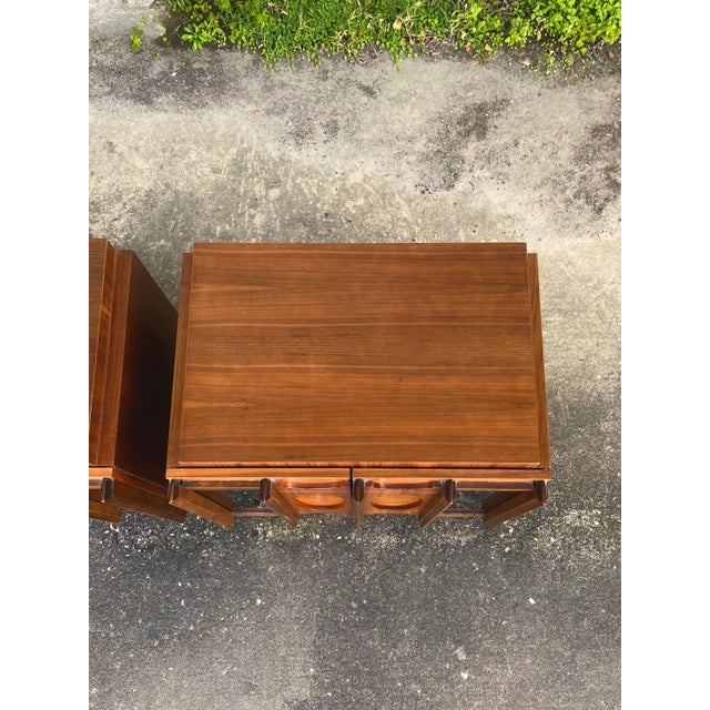 Pair of Mid Century Modern Brutalist Nightstands + Inset Smoked Mirrors | by Tobago For Sale In Tampa - Image 6 of 13