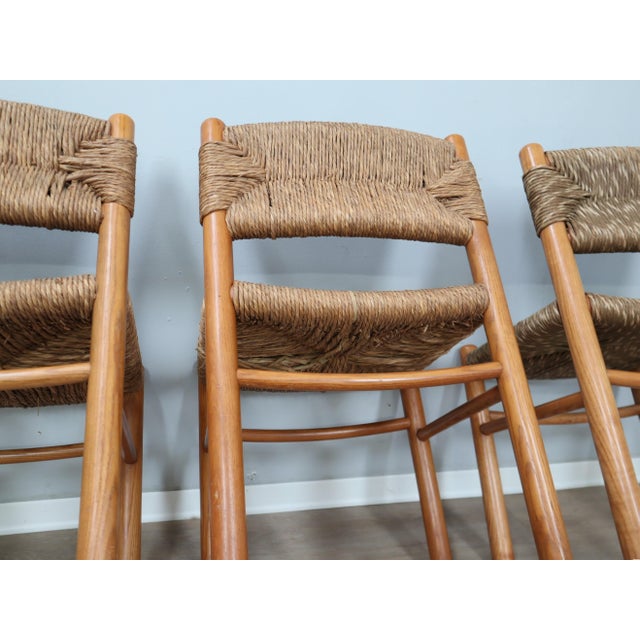 Charlotte Perriand Vintage Chairs in Woven Straw and Wood by Charlotte Perriand, 1960s, Set of 8 For Sale - Image 4 of 17