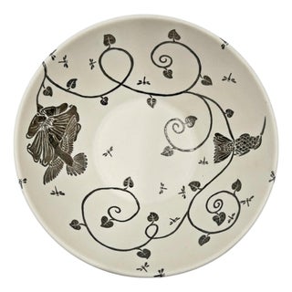 1980s Emilia Castillo Taxco, Pure Silver & Porcelain Hummingbird Serving Bowl For Sale
