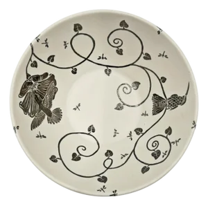 1980s Emilia Castillo Taxco, Pure Silver & Porcelain Hummingbird Serving Bowl
