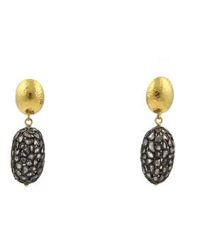 Gurhan Pastiche Sliced Diamond 24k Gold & Sterling Dangle Oval Earrings - 2 Pieces