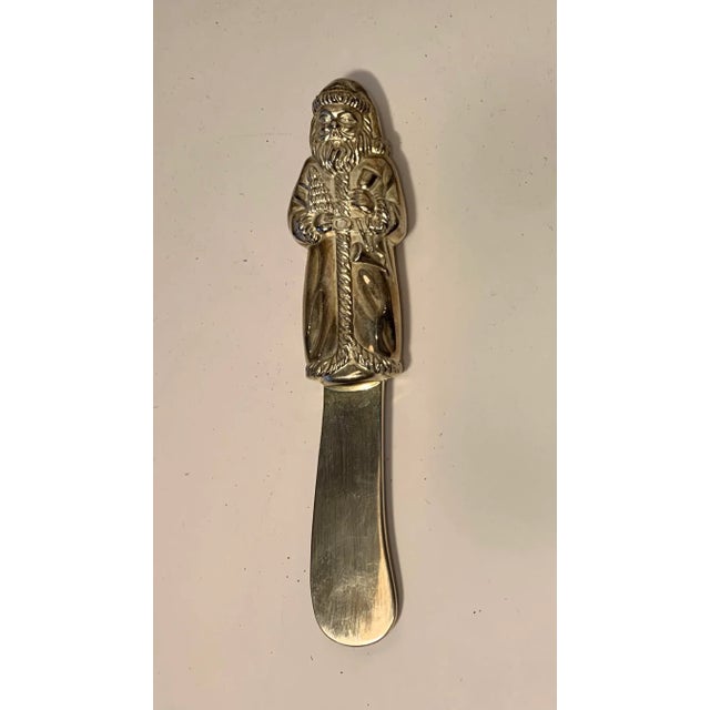 Metal Vintage Santa Godinger Butter Knife For Sale - Image 7 of 7