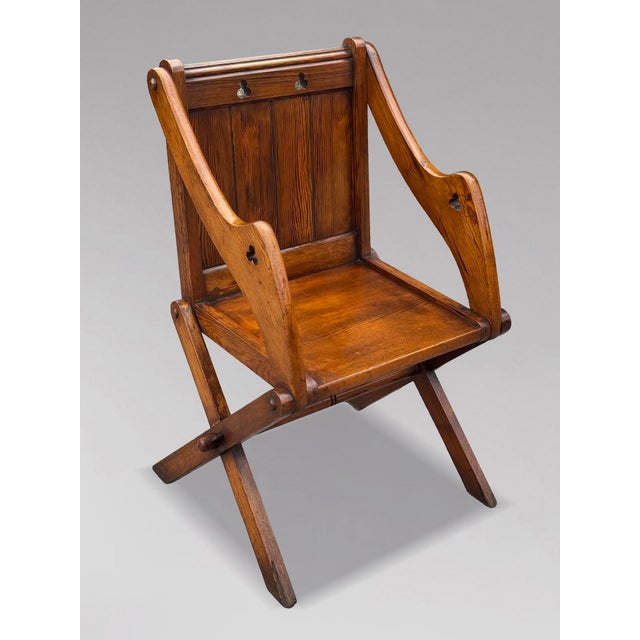 19th Century Victorian Pitch Pine Glastonbury Armchairs, 1880, Set of 2 For Sale - Image 3 of 13