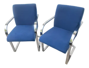 Vintage Contemporary Shells Inc. Upholstered / Chrome Dining Chairs- Set of Two