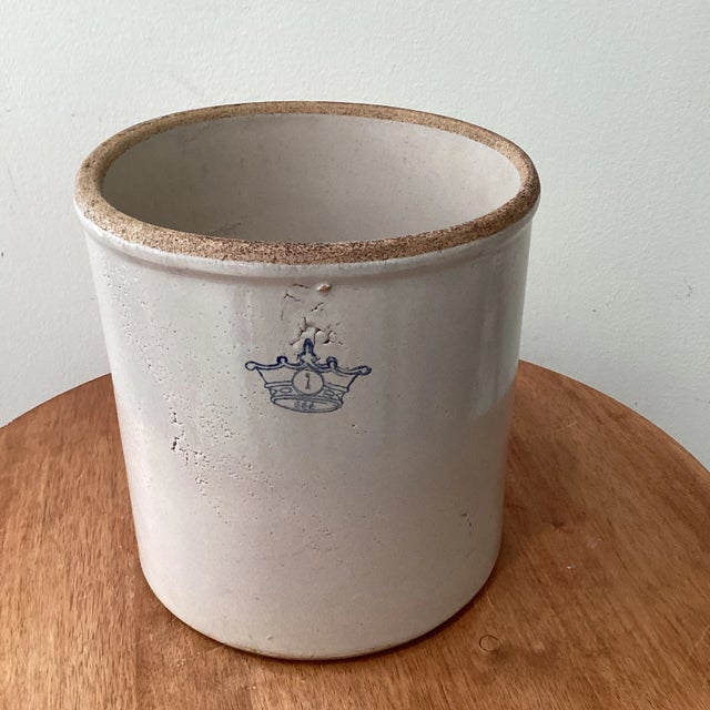 Antique Robinson Ransbottom Blue Crown Stoneware Crock Roseville Ohio For Sale - Image 12 of 12