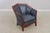 Arts & Crafts Pair of Stickley Cherry Blue Leather Club Chairs For Sale - Image 3 of 15