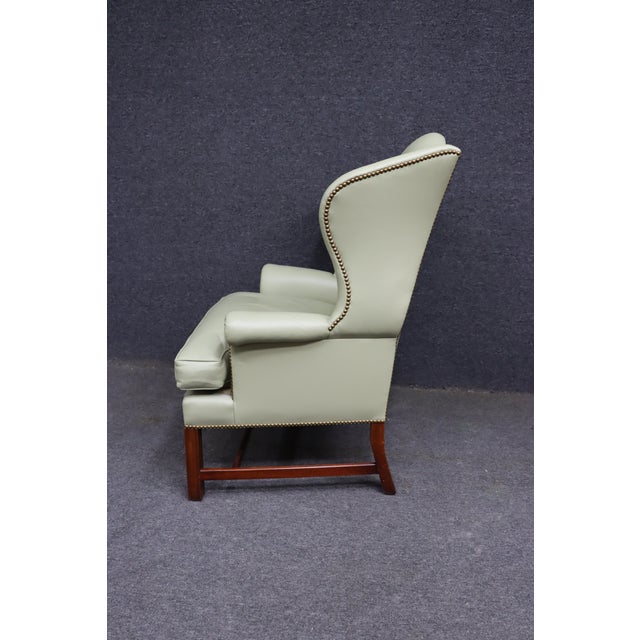 Leather Kittinger Chippendale Wingback Chair For Sale - Image 12 of 13