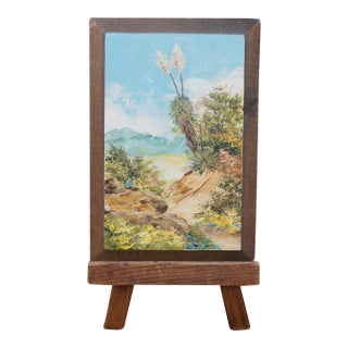Miniature Impressionist Masterpiece Desert Landscape Oil Painting on Board 10" For Sale