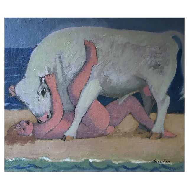 Henry Meylan, Europe et Zeus, Oil on Canvas, Framed For Sale