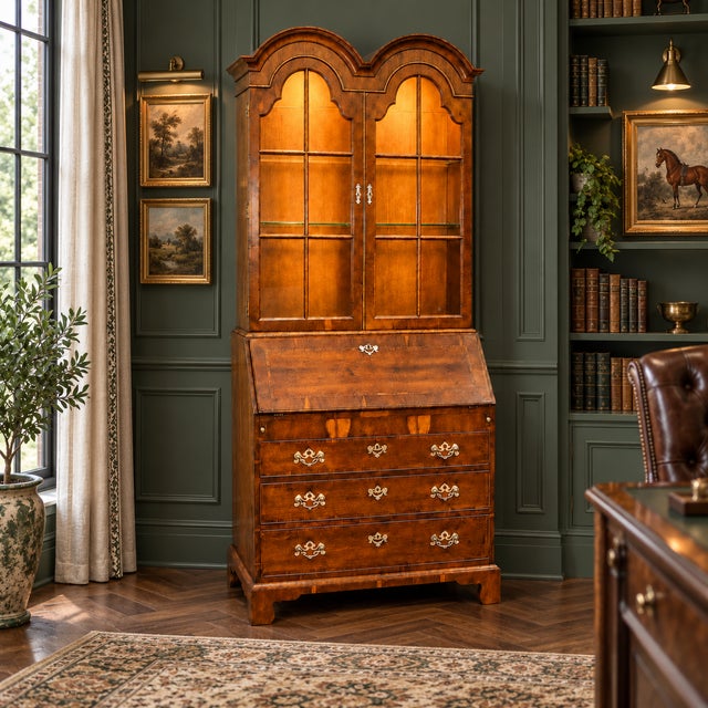 1960s Henredon Walnut Folio 10 Secretary Desk Double Hood For Sale - Image 12 of 12