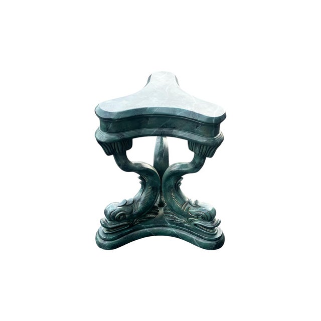 Late 20th Century Ballard Designs Attributed Koi Fish Neoclassical Pedestal Dining Side Table For Sale - Image 5 of 10