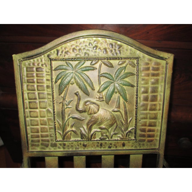 1980s Vintage Ornate Two Tier Free Standing & Folding Elephant Design Magazine Rack For Sale - Image 5 of 9