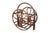 A 1970’s bamboo magazine rack. A round bentwood frame is decorated with a pencil wood trefoil shape, with an arched handle...