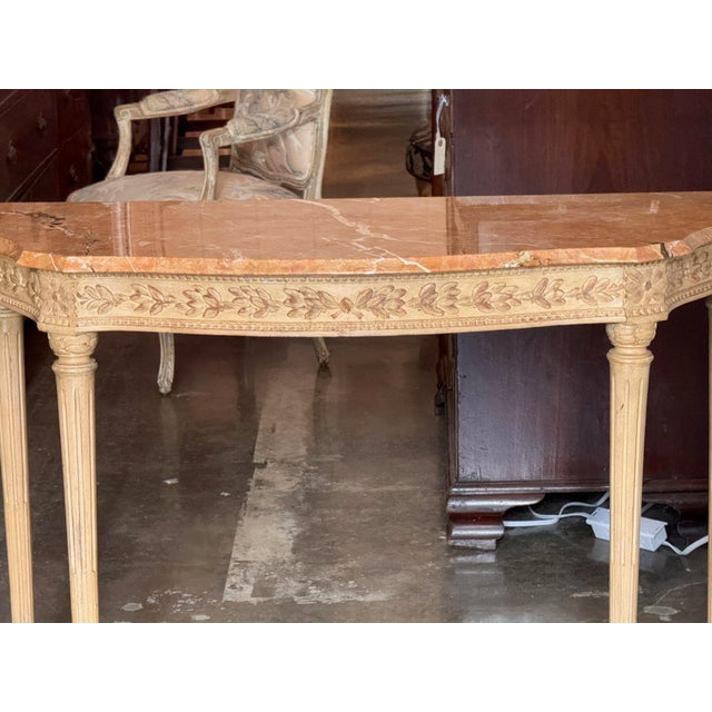Mid 20th Century Italian Louis XVI Style Console With Rouge Marble Top For Sale - Image 6 of 13