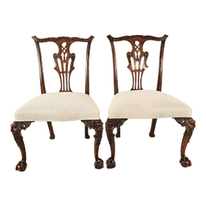 Pair of George III Style Chippendale Chairs in the Irish Taste, 19th Century
