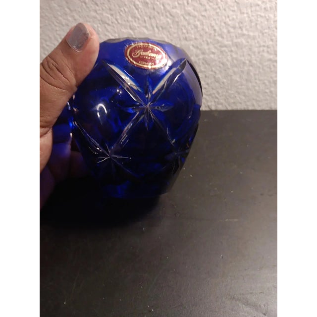 EXQUISITE NEW Gorham Cobalt Blue Cut Crystal 4" Rose Bowl Made in Germany. This exquisite Gorham rose bowl is a stunning...