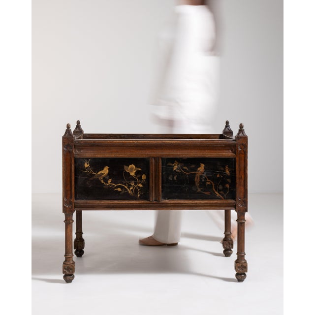 Napoleon III Jardinière with Floral and Bird Motifs, Second Empire Style, France, Circa 1880 For Sale - Image 4 of 15