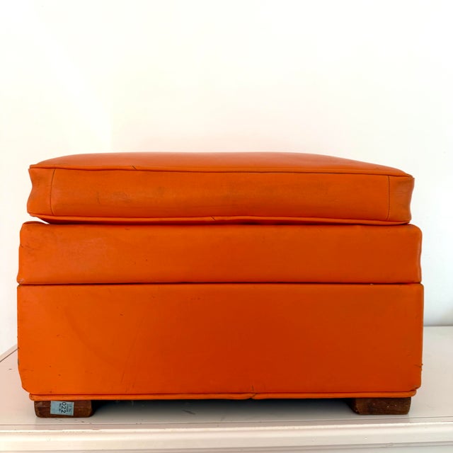 Vintage Orange Vinyl Storage Ottoman, Rectangular For Sale - Image 9 of 12