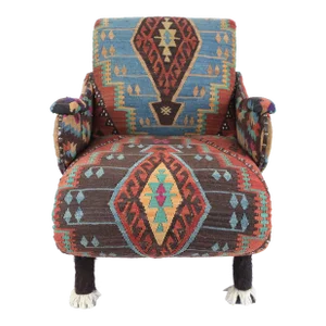 Bergere Armchair Upholstery With Antique Kilim