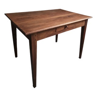 Antique French Walnut Table with Drawer, 1890s For Sale