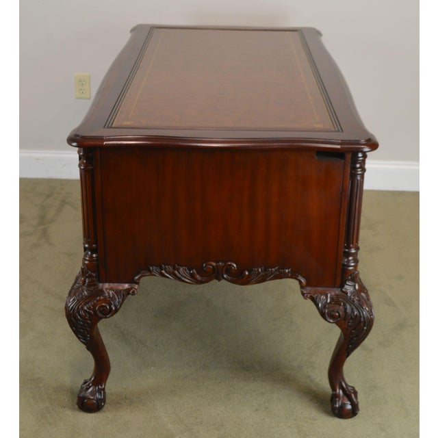 Sligh Ellis Line Mahogany Chippendale Style Claw Foot Leather Top