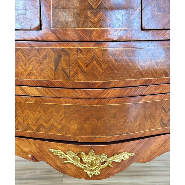 Mid 20th Century Vintage French Louis XV Style Marble Top Commode Bombe Chest For Sale - Image 5 of 18