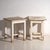 A pair of antique bedside tables in pine wood, with a square top and four tapered legs tied by box stretchers. They...
