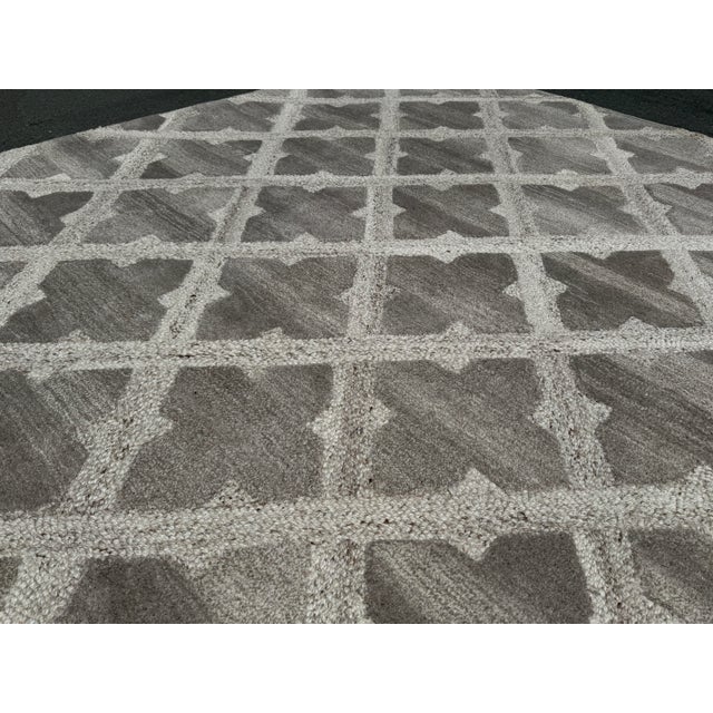 8ft 2in × 10ft 1in Artisan De Luxe Gray Fleur-De-Lys Wool Area Rug For Sale - Image 4 of 12