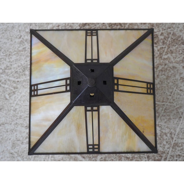 Arts & Crafts 1990s Arroyo Arts & Crafts Slag Glass Ceiling Fixture For Sale - Image 3 of 10