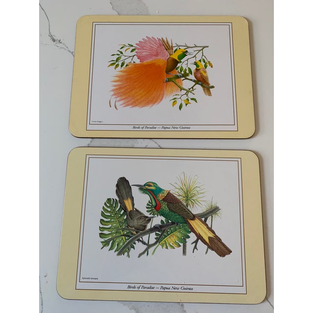 Illustration Set of Six Placemats With Exotic Bird Prints For Sale - Image 3 of 5