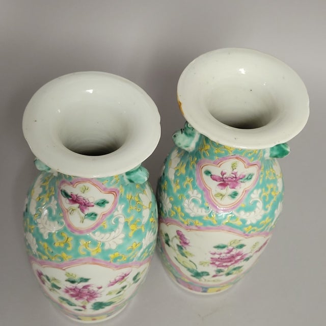 Pair of Chinese Famille Rose Porcelain Vases With Peony Medallions, Circa 1900 For Sale - Image 10 of 10