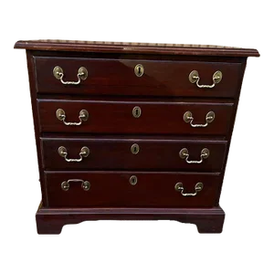 Vintage Mahogany Chippendale Style 4 Drawer Bedside Small Chest
