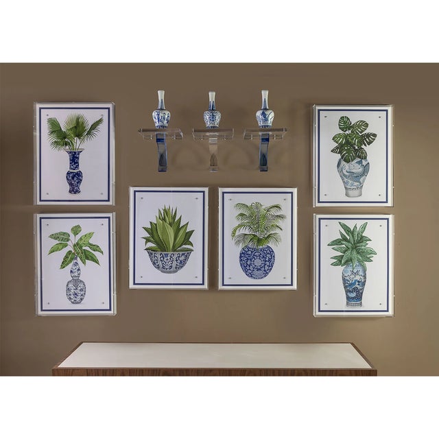 Port 68 Garden of Blue Chinoiserie Round Vases, Set of 3 For Sale - Image 4 of 6