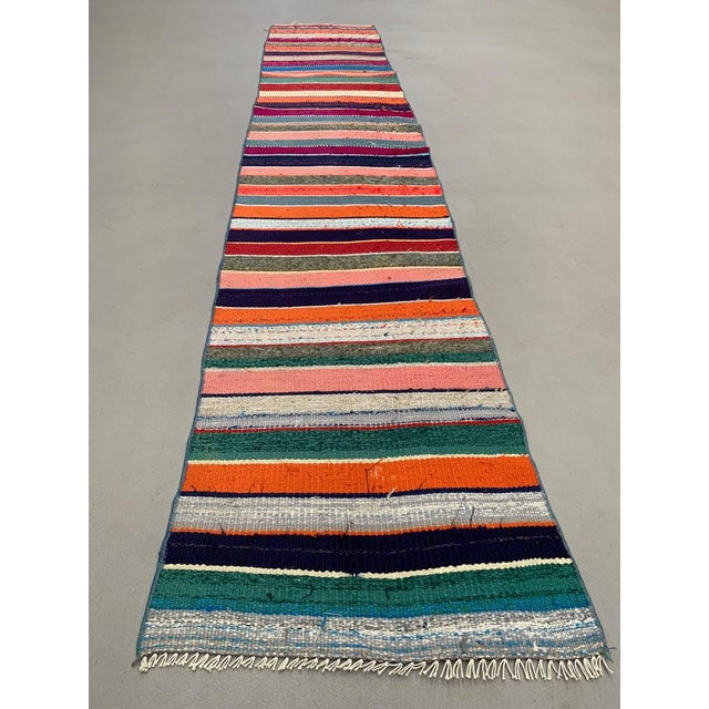 Turkish Narrow Kilim Runner Rug For Sale - Image 3 of 7
