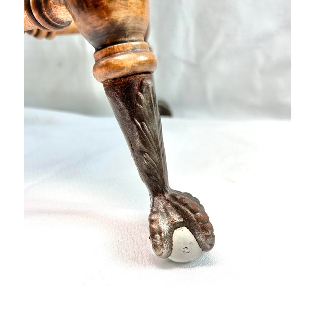 Victorian Antique Tonk Victorian Adjustable Piano Stool With Glass Ball Claw Feet For Sale - Image 3 of 11