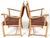 Mid-Century Modern Pair Danish Modern Carved Armchairs W Leather Upholstery For Sale - Image 3 of 7