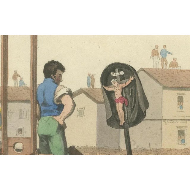 Early 19th Century Baldwin, Cradock & Joy, Public Beheading for Murder in Rome, Hand-Colored Print, 1820s For Sale - Image 5 of 10