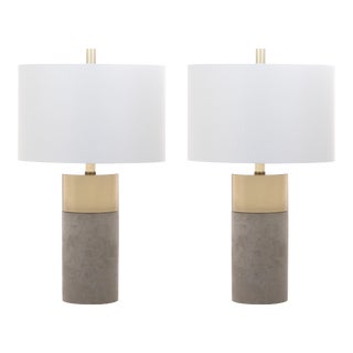Modern Table Lamp in Grey and Brass - a Pair For Sale