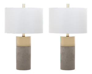Modern Table Lamp in Grey and Brass - a Pair