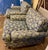 Textile Mid 20th Century Blue Shiny & Matt Lime Green Floral Upholstery Club Lounge Chair For Sale - Image 7 of 12