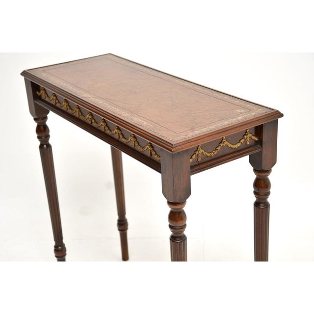 Vintage Georgian Style Leather Top Console Table, 1950 For Sale - Image 11 of 13