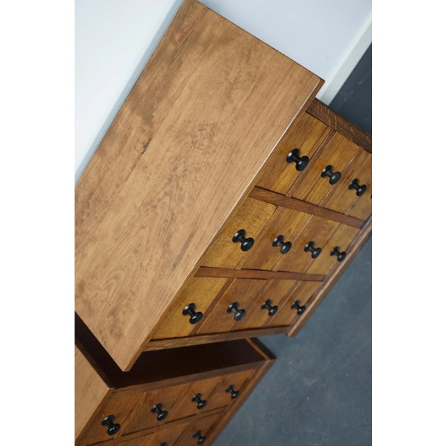 Industrial Vintage French Oak Apothecary Cabinet, 1930s For Sale - Image 3 of 17