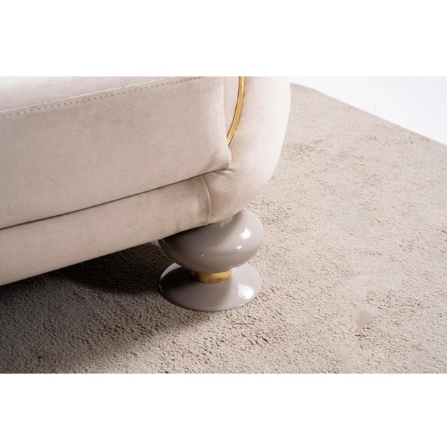 Elysium Neutral 3-Piece Sofa Set by Casa Milano - Curved Modern Luxury With Gold Details For Sale - Image 10 of 16