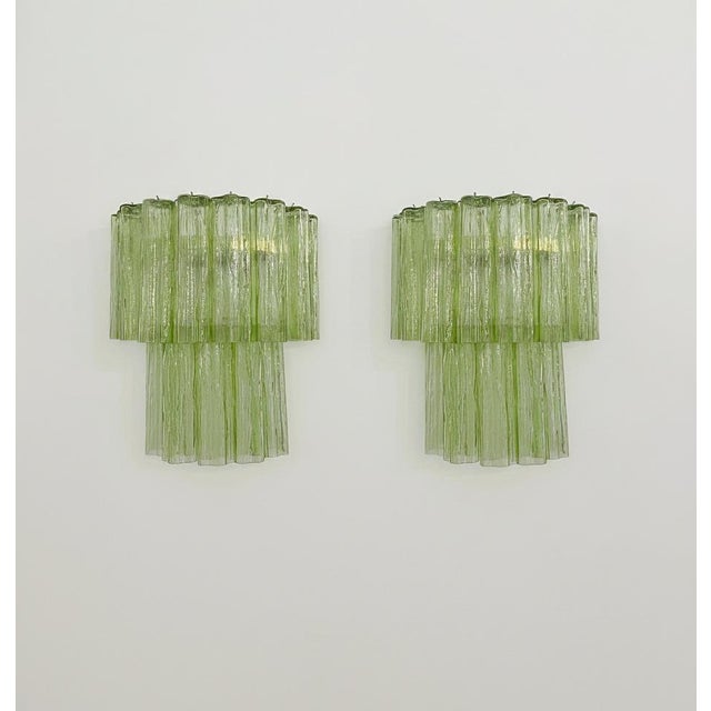 Green Murano Glass Tube Wall Sconces, 1990s, Set of 2 For Sale - Image 14 of 14