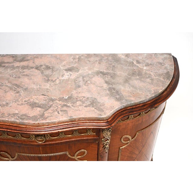 Antique French Marble Top Painted Cabinet, 1920s For Sale - Image 9 of 15