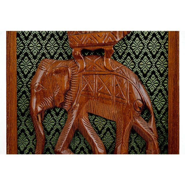 Burnt Umber Vintage Thai Teak Wood Wall Hangings Featuring Elephants For Sale - Image 8 of 11