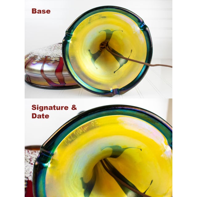 Large Gold "Cherry Blossom" Table Lamp by Carl Radke Signed, Dated For Sale - Image 10 of 12