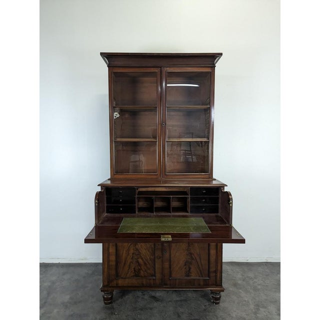 English Mahogany Bookcase with Secretary For Sale - Image 4 of 14